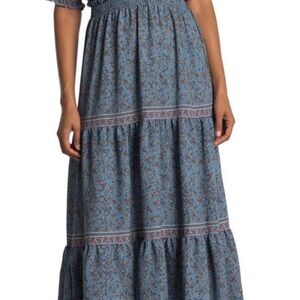 Max Studio Teal and Red Long Sleeve Dress